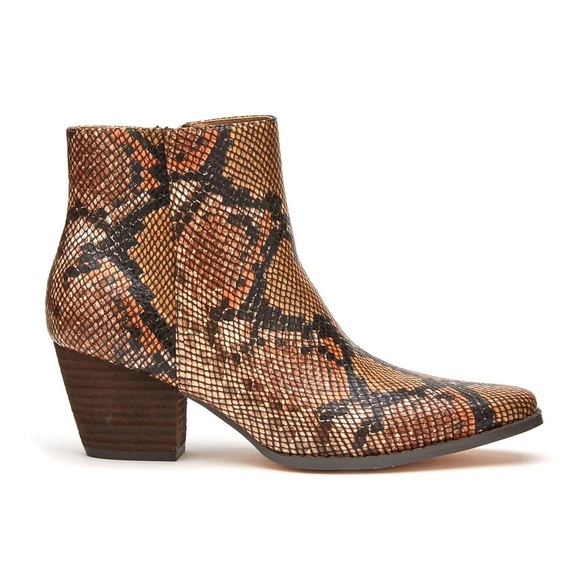 FINAL PRICE NEW Coconuts by Matisse Tan Snake Booties - Picture 1 of 7